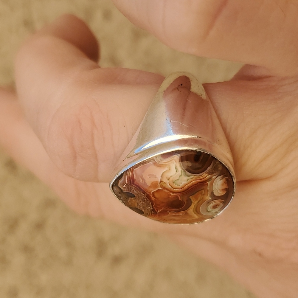New Men's Crazy Lace Agate 925 Silver Ring. - Picture 5 of 15
